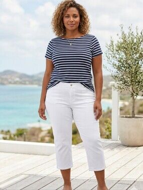 Roz & Ali White Jean Capris Crop Jeans Womens 18 W Plus